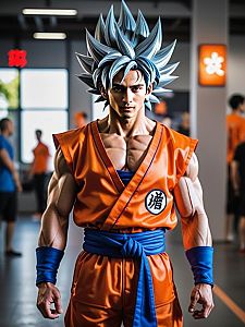 Muscular Man in Orange Martial Arts Uniform