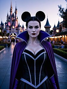 Woman in Disney Villain Costume with Mickey Ears Outdoor Portrait