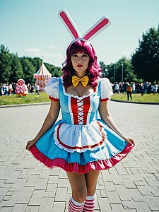 Woman in Candyland Costume Outdoor Cosplay Portrait in Daylight