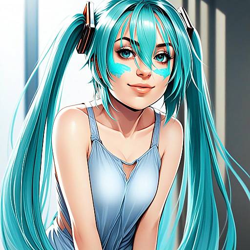Hatsune Miku Inspired Stylish Anime Girl Digital Illustration