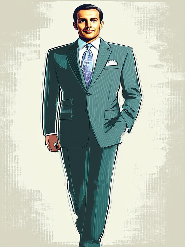 Confident Man in Tailored Pinstripe Suit