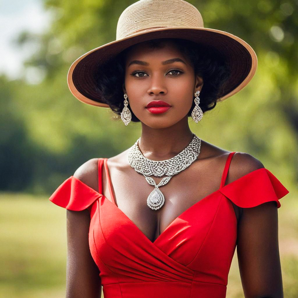Confident Woman in Red Dress Outdoors