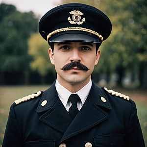 Man in Military Uniform with Cap