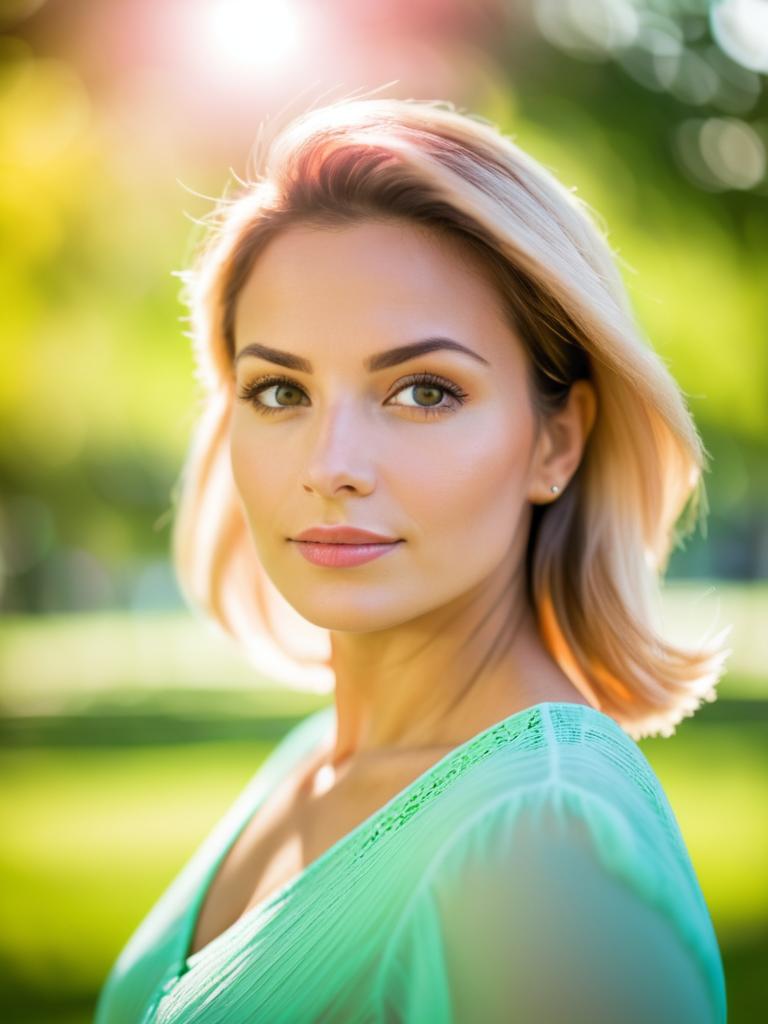 Portrait of a Woman in Serene Outdoor Setting