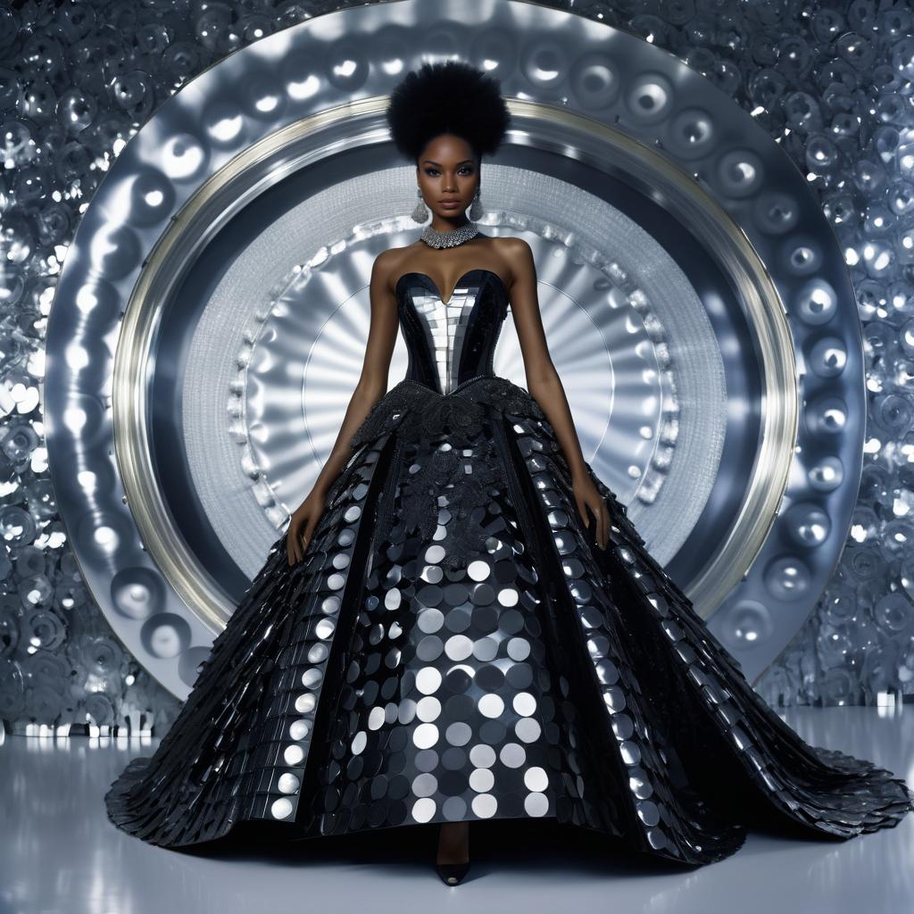 Avant-Garde Black Gown with Sequins