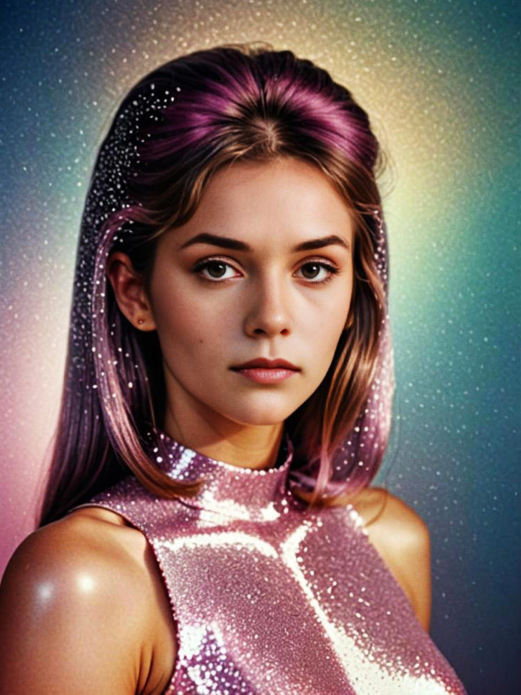 Ethereal Portrait of Young Woman with Purple Highlights