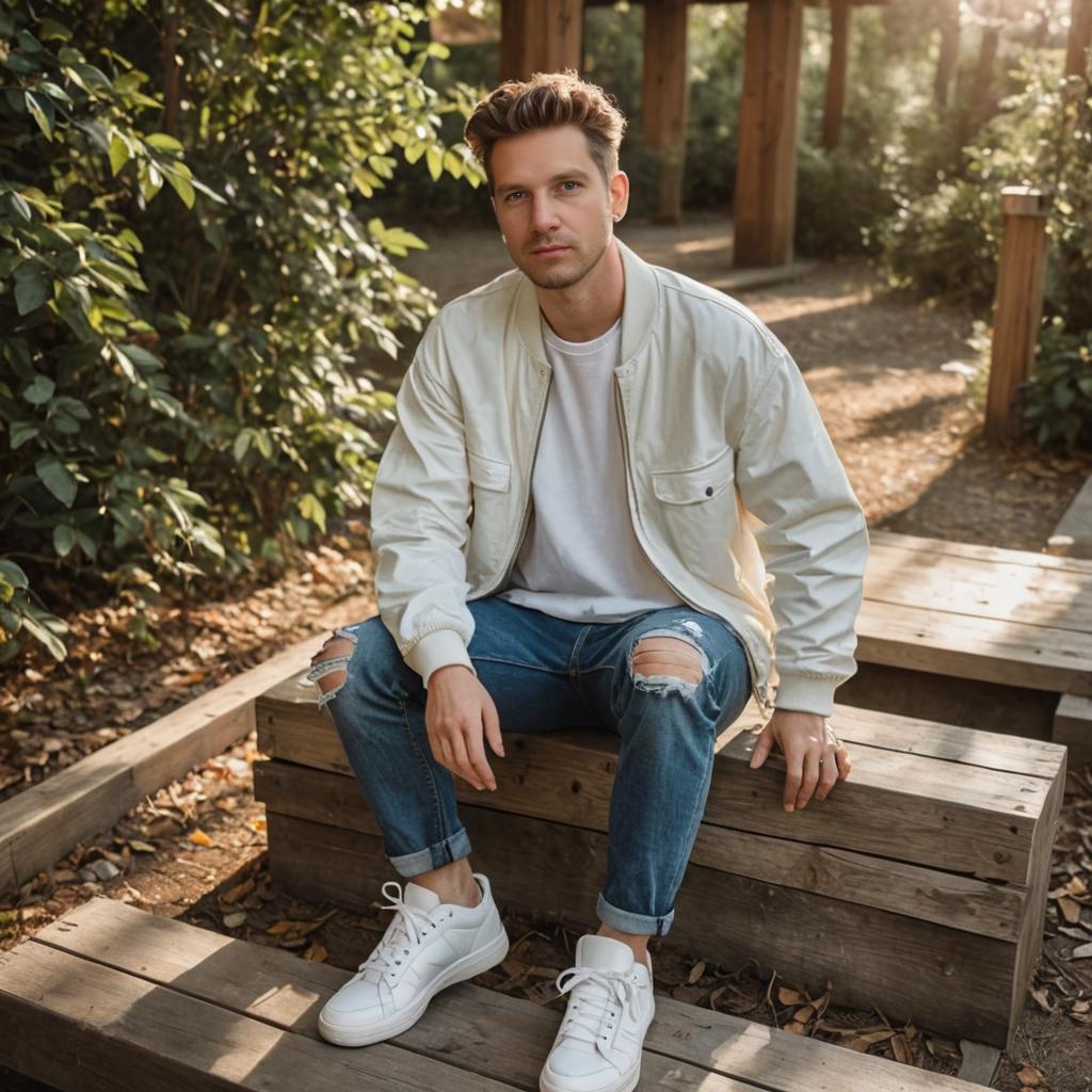 Casual Portrait of a Man on a Bench