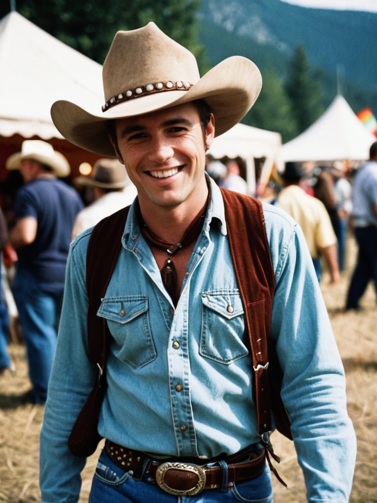 Man in Brokeback Mountain Cowboy Costume at Festival