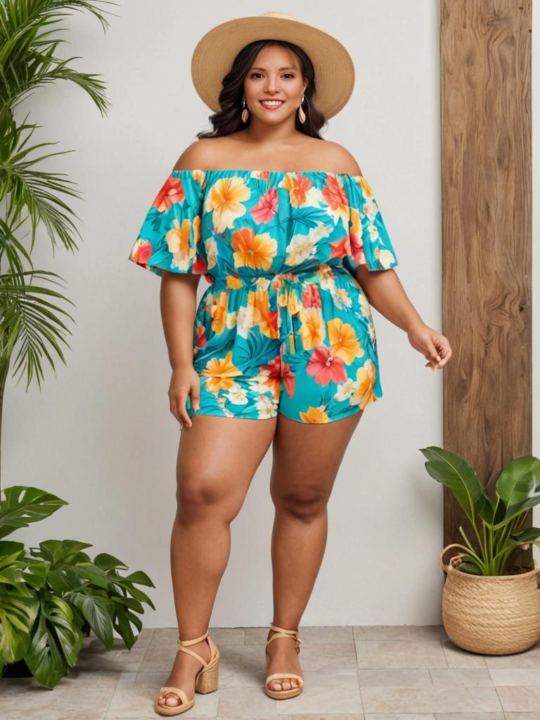 Stylish Woman in Floral Romper