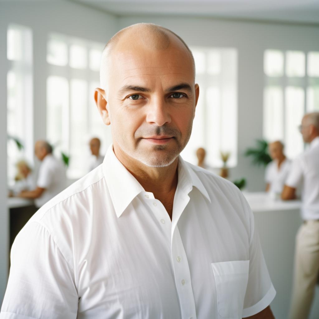 Confident man in white shirt in professional setting