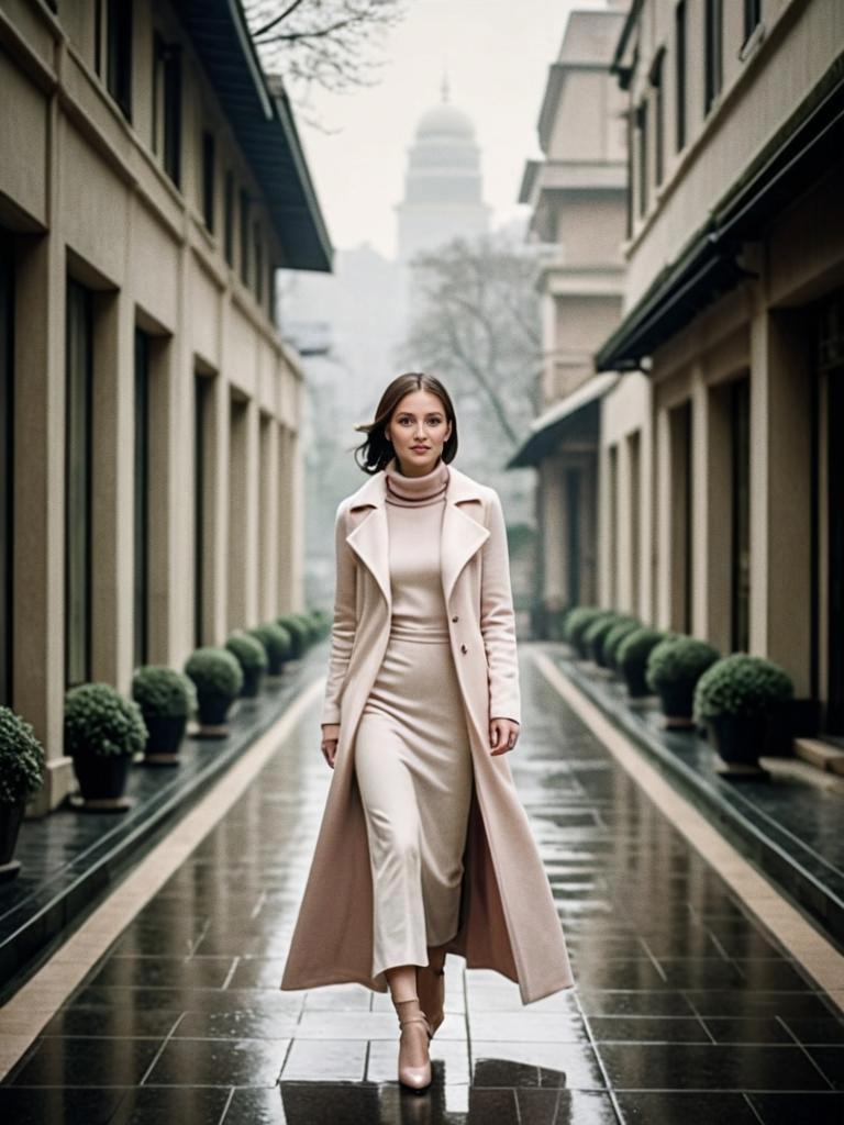 Elegant Woman in Vintage Alleyway