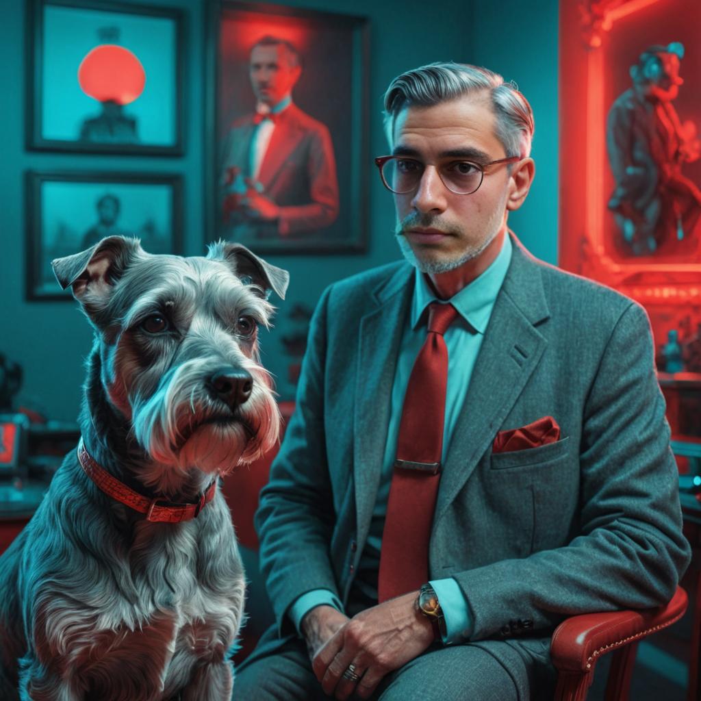 Elegant Man with Miniature Schnauzer