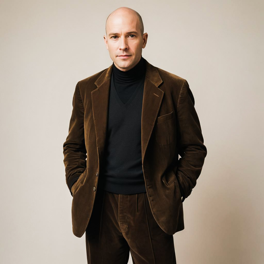 Sophisticated Man in Brown Velvet Suit