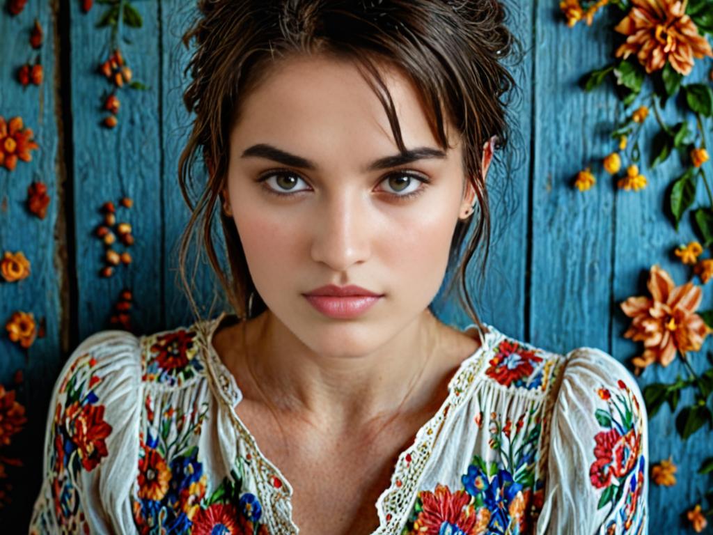 Portrait of Woman in Floral Blouse