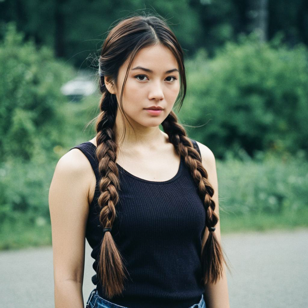 Young Woman with Braids in Natural Light