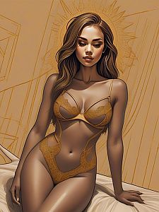 Seductive Woman in Lace Lingerie
