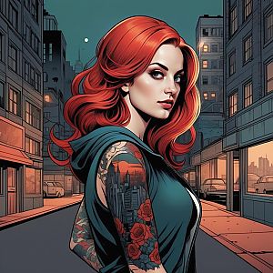 Confident Red-Haired Woman in Urban Setting