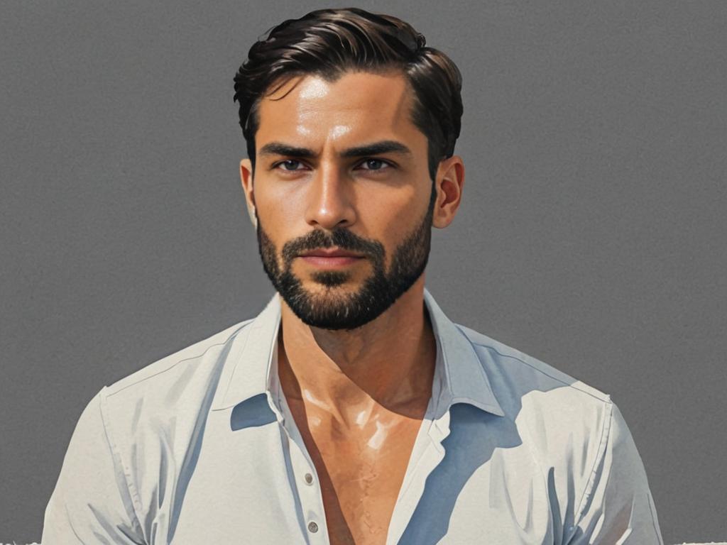 Stylish Bearded Man in White Shirt