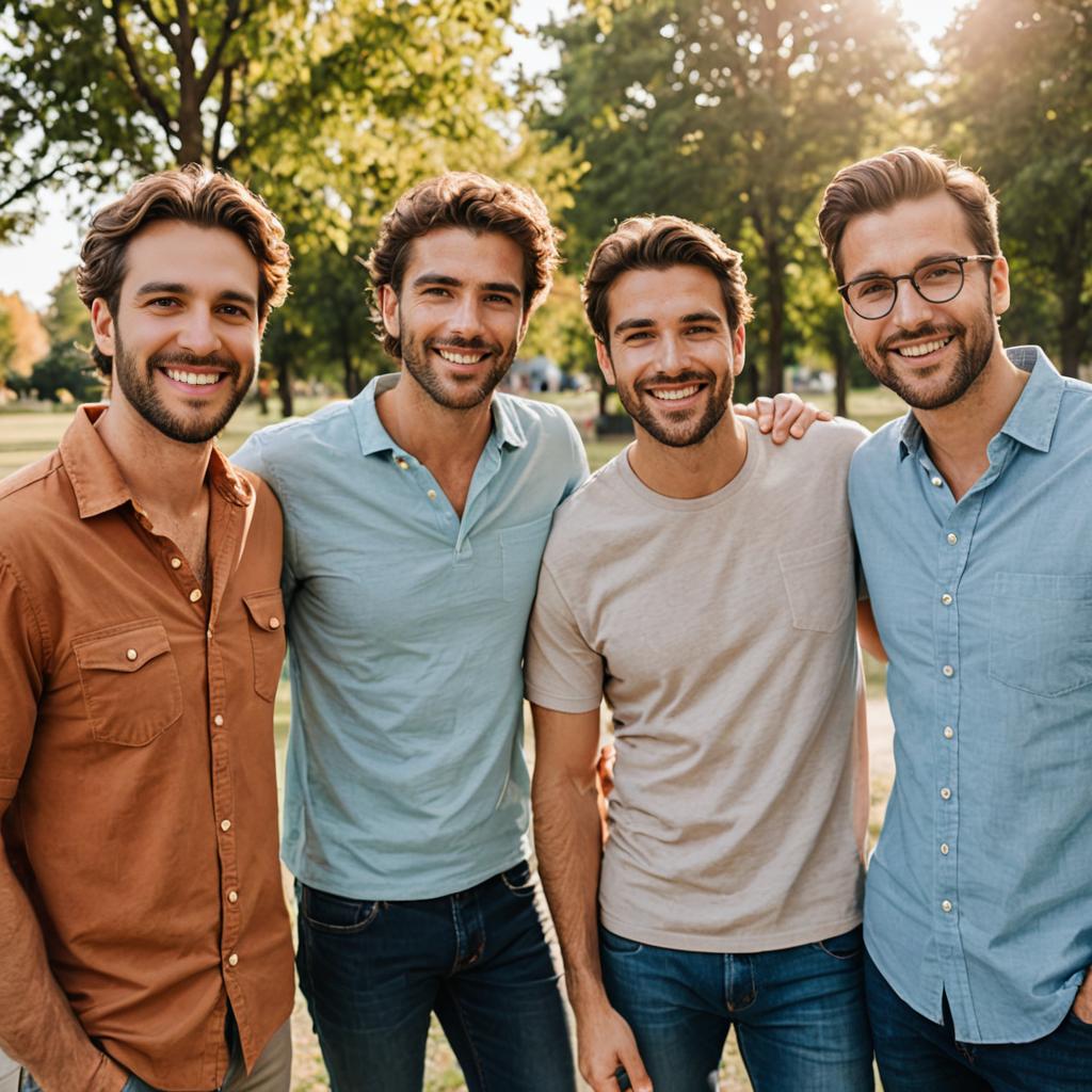 Cheerful Group of Male Friends Outdoors