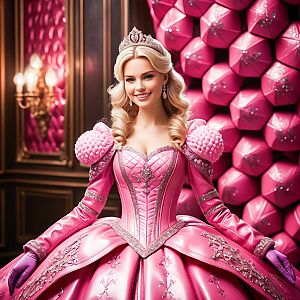 Elegant Woman in Pink Gown - Fantasy Royal Charm
