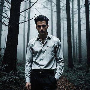 Man in Misty Forest - Moody Atmosphere