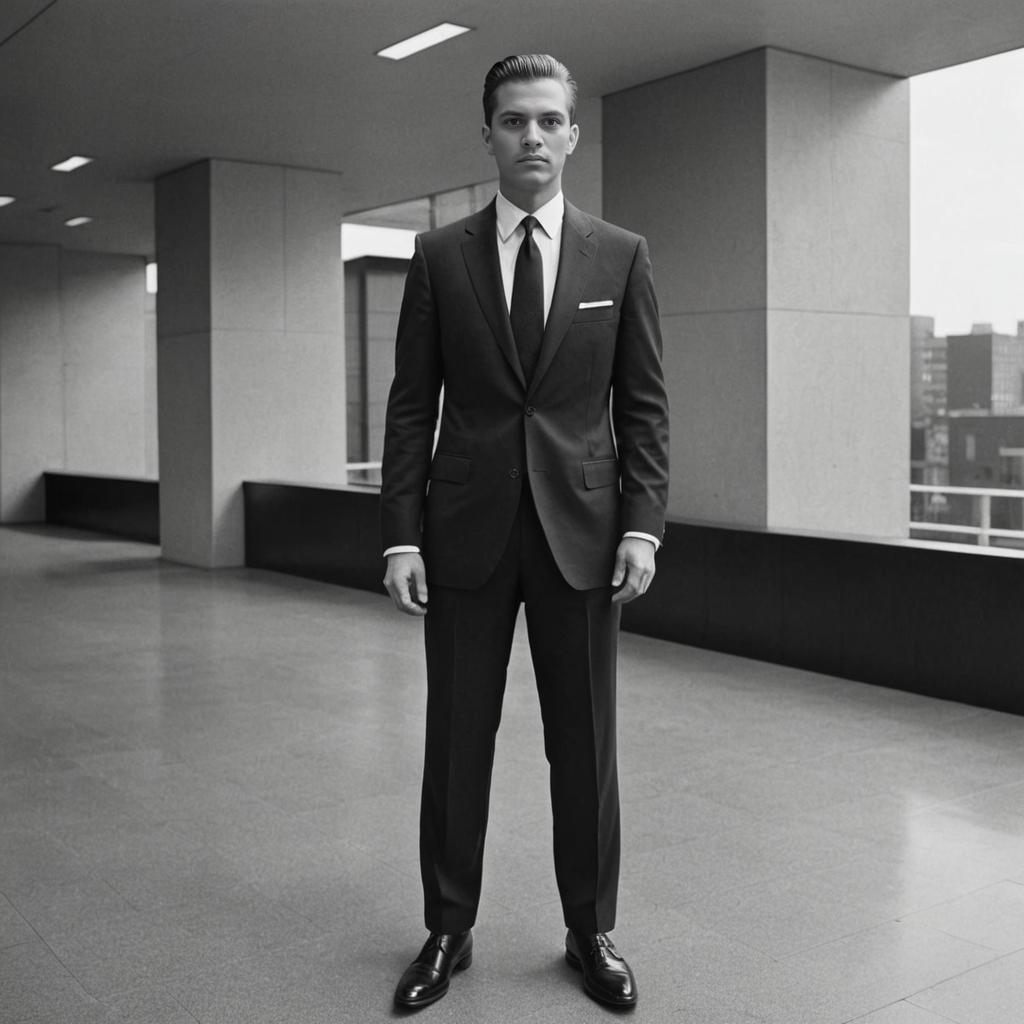 Confident Man in Suit - Black and White Photography