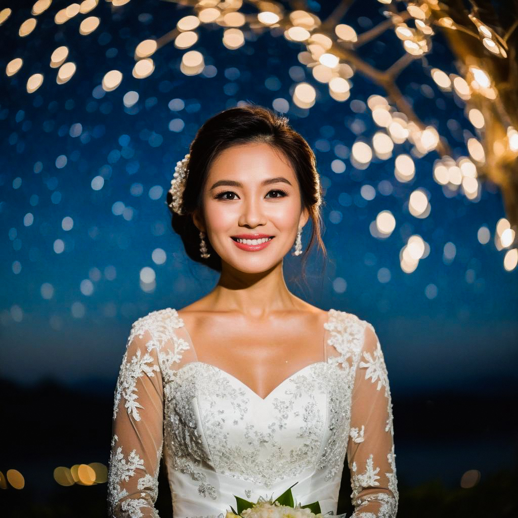 Radiant Bride in Elegant White Wedding Gown