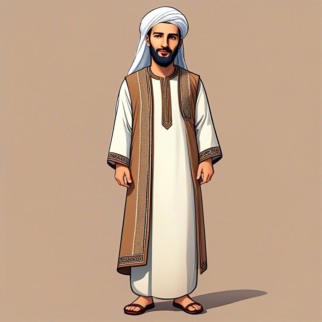 Middle Eastern Man in Traditional Clothing Digital Illustration