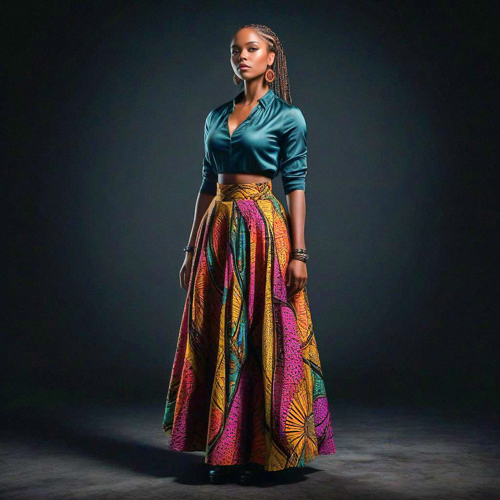 Contemporary Fashion Portrait of a Woman in Vibrant Skirt