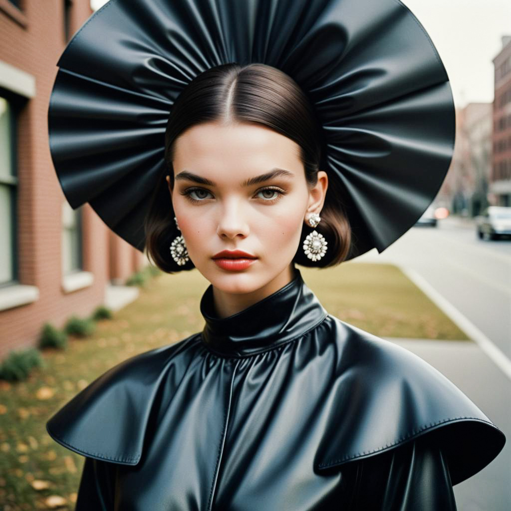 Bold Fashion Portrait: Woman in Black Ensemble