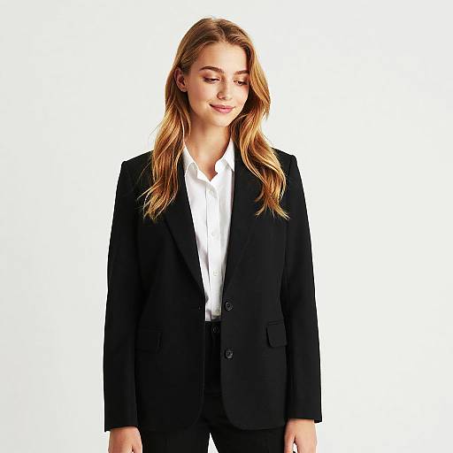 Professional Woman Wearing Black Blazer and White Shirt