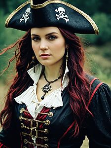 Woman in Detailed Pirate Costume Editorial Cosplay Portrait