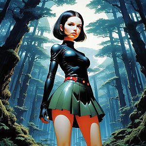 Confident Woman in Mystical Forest
