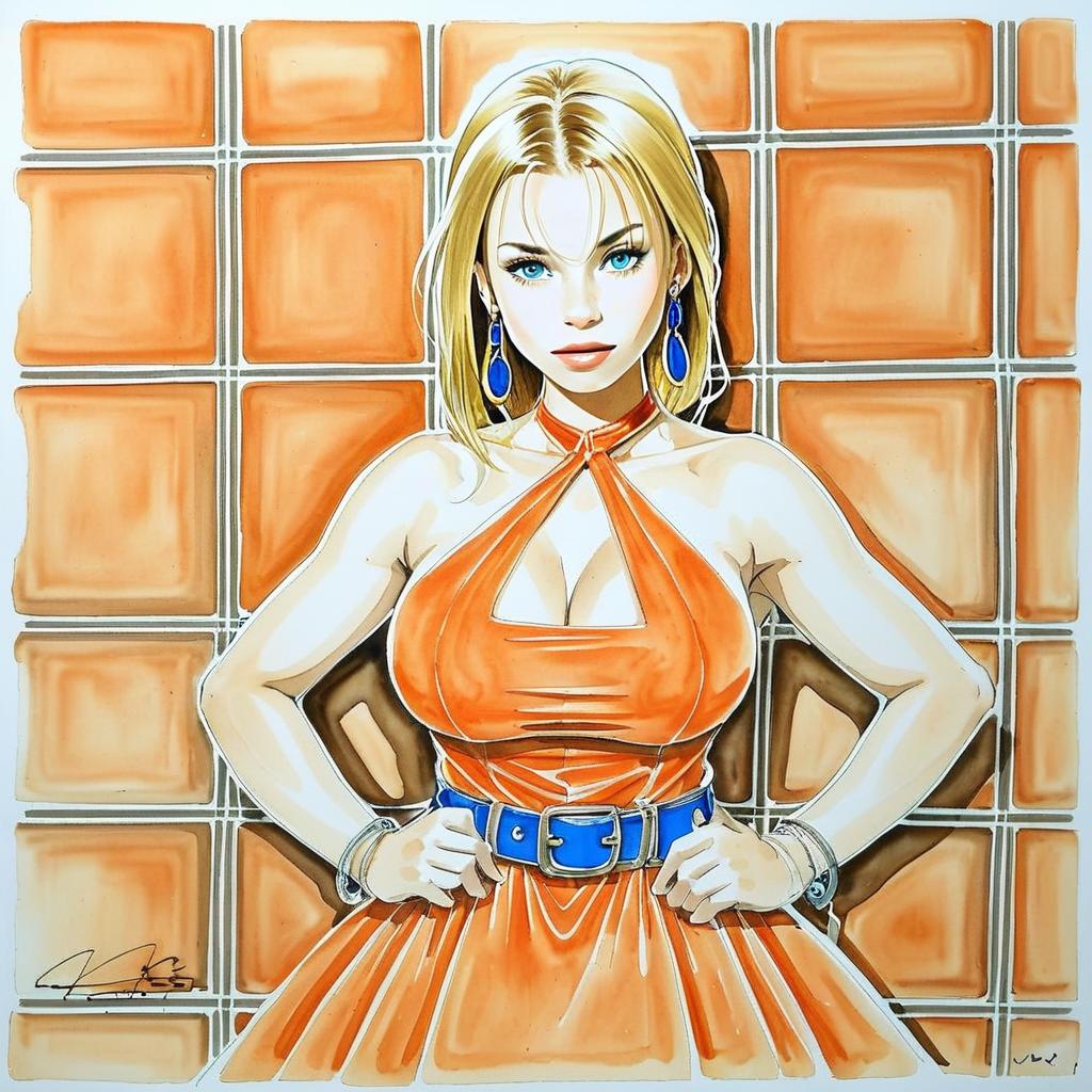 Confident Woman in Orange Dress