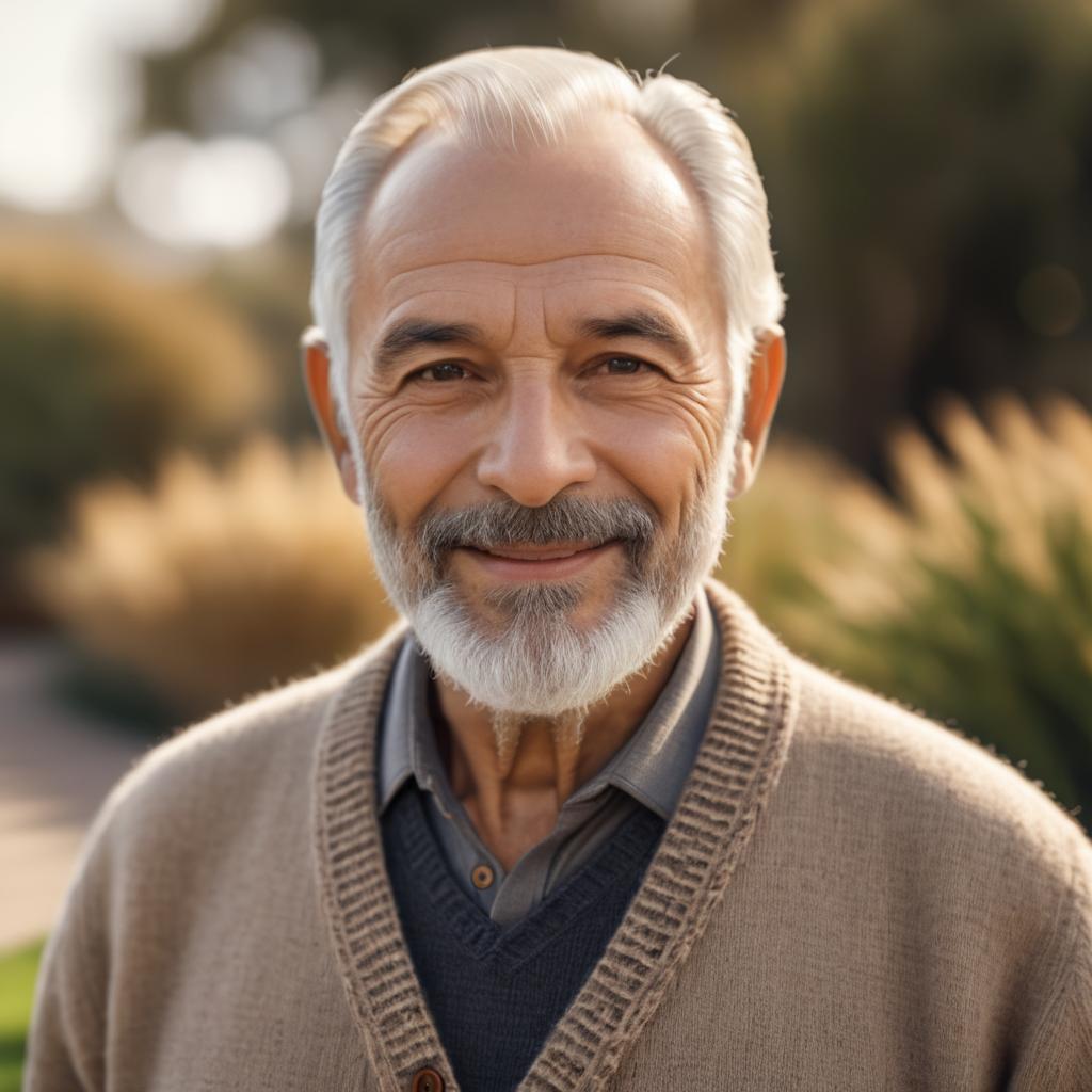 Cheerful Older Man in Cozy Sweater