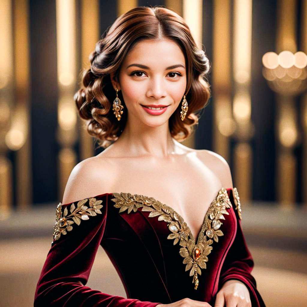 Elegant Woman in Burgundy Gown