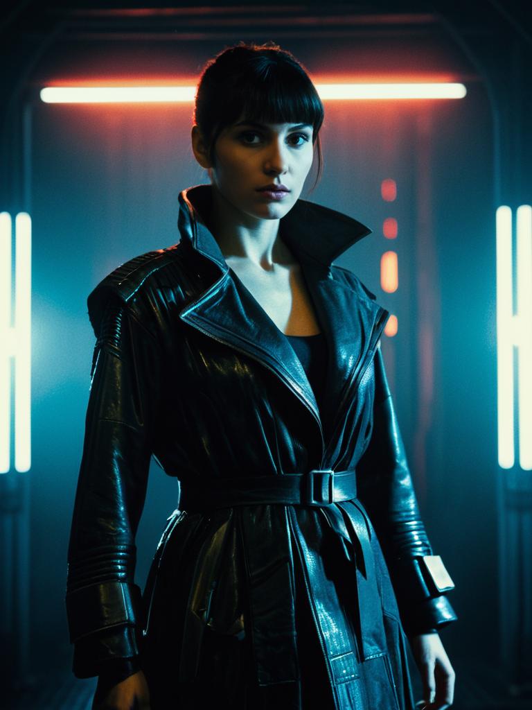 Woman in Blade Runner Joi Costume Photorealistic Studio Portrait