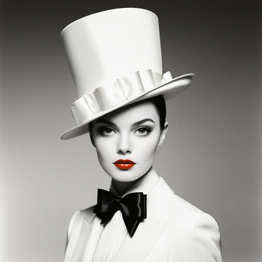 Elegant Woman in Tuxedo with Top Hat