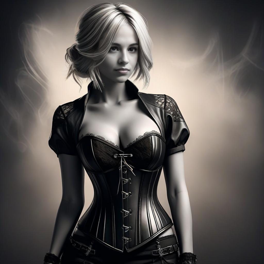 Confident Woman in Black Leather Corset Confident Woman in Black Leather Corset