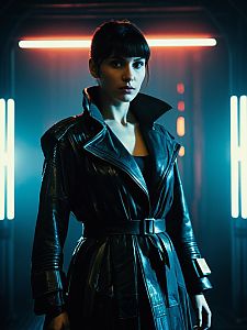 Woman in Blade Runner Joi Costume Photorealistic Studio Portrait