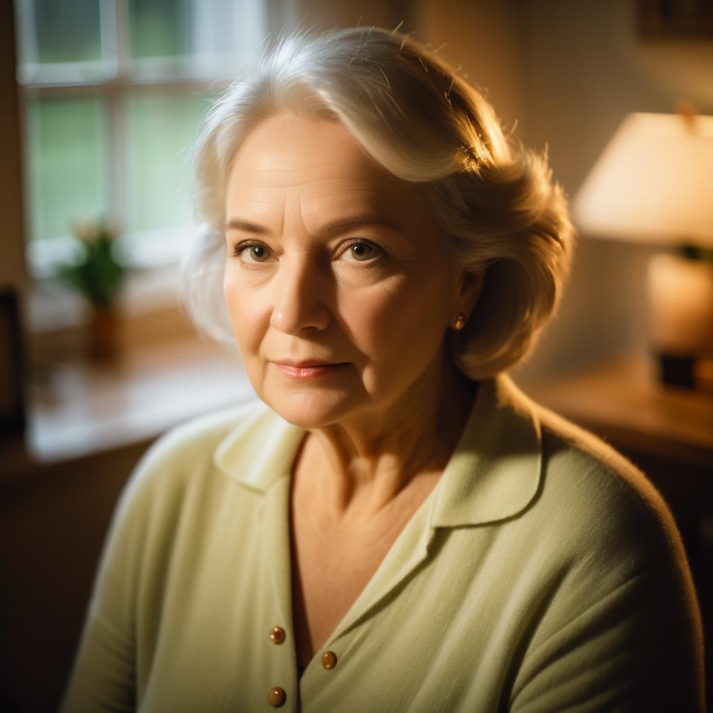 Serene Portrait of Older Woman with Gray Hair