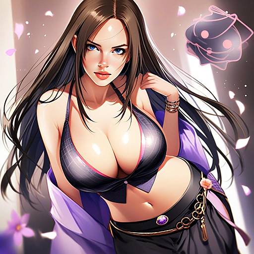 Anime Woman in Stylish Outfit by Mukai Takumi