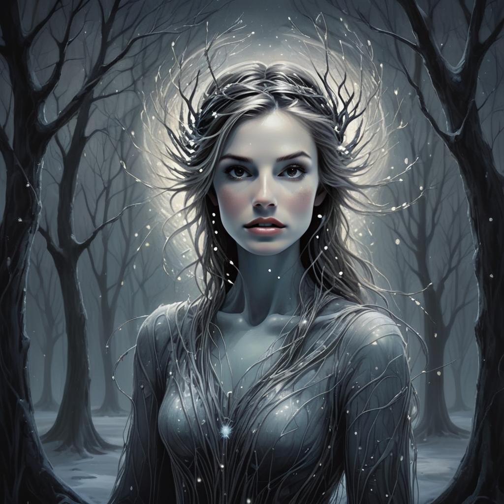 Ethereal Woman in Mystical Forest