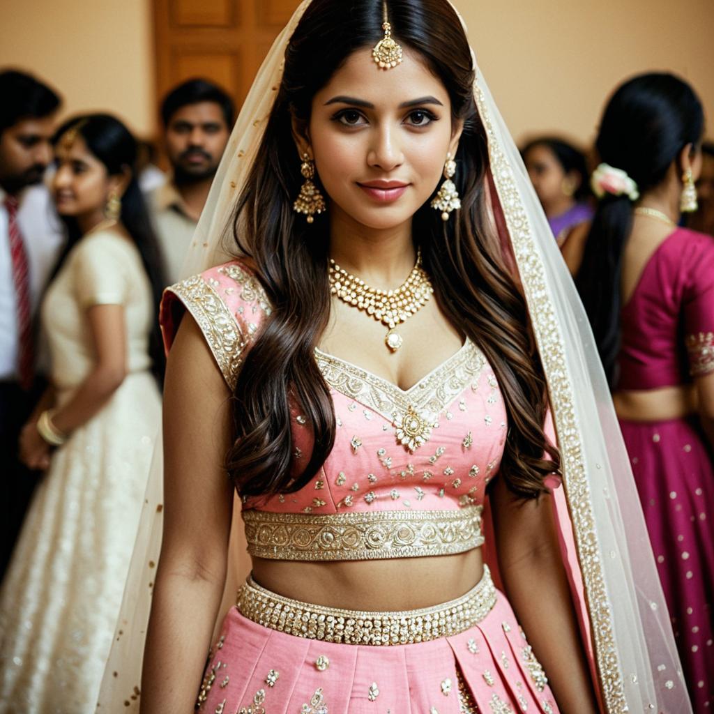 Elegant South Asian Bride in Pink Lehenga