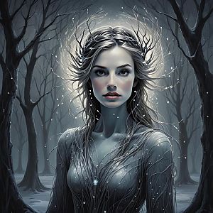 Ethereal Woman in Mystical Forest