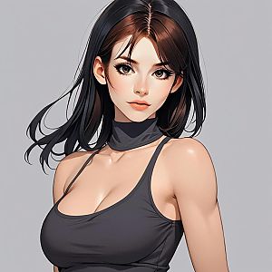 Anime-Inspired Portrait of a Young Woman