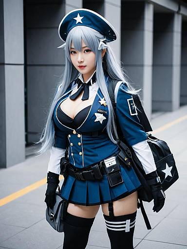 Girls Frontline Cosplay Woman in Blue Military-Inspired Uniform