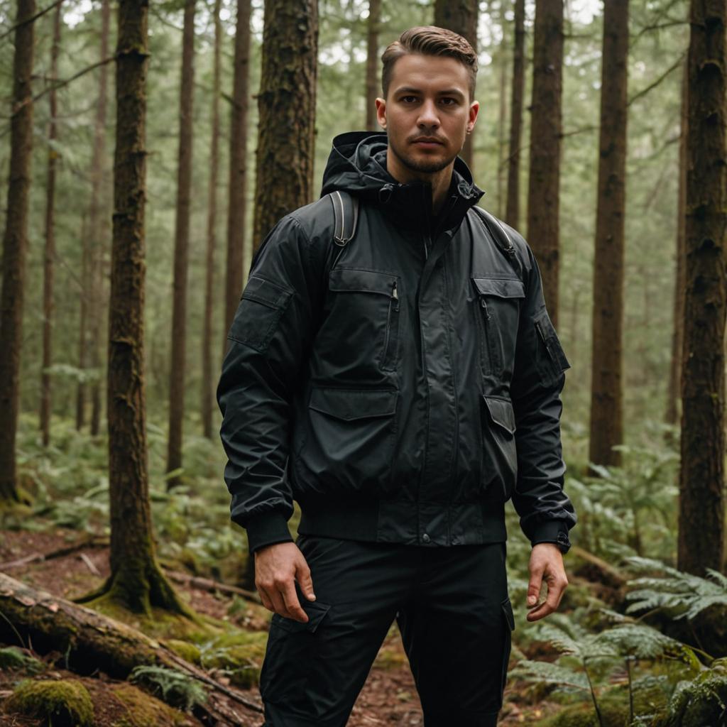 Confident Man in Forest