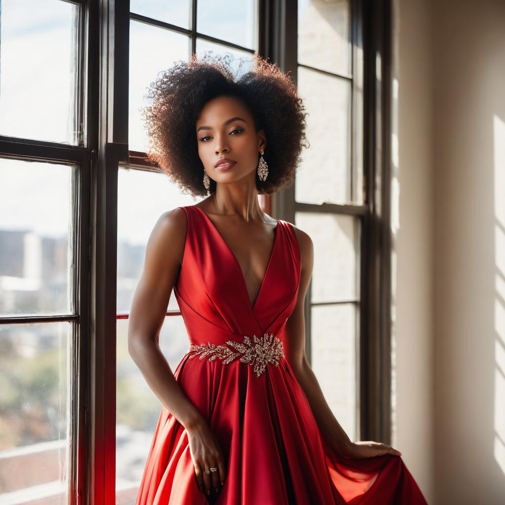 Elegant Woman in Red Gown