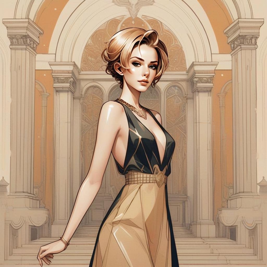 Stylish Woman in Elegant Architectural Setting Stylish Woman in Elegant Architectural Setting